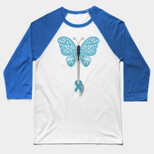 Butterfly Spoon Awareness Ribbon! (Blue) Baseball T-Shirt